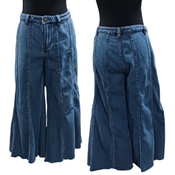 Free People Gilmore Ultra Wide Leg Jeans CROPPED - Picture 2 of 10